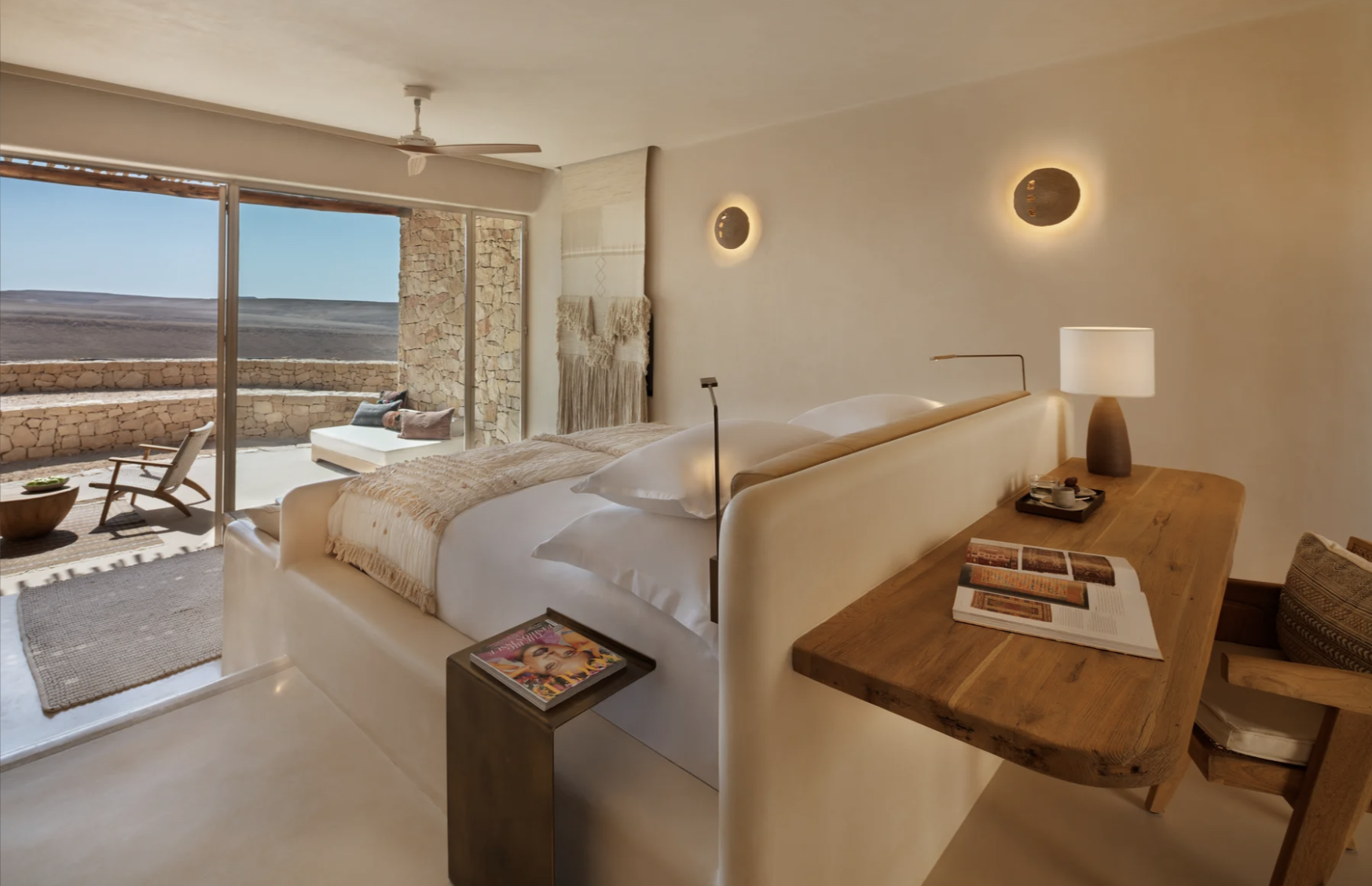 Suite bedroom with desert view at Six Senses Shaharut