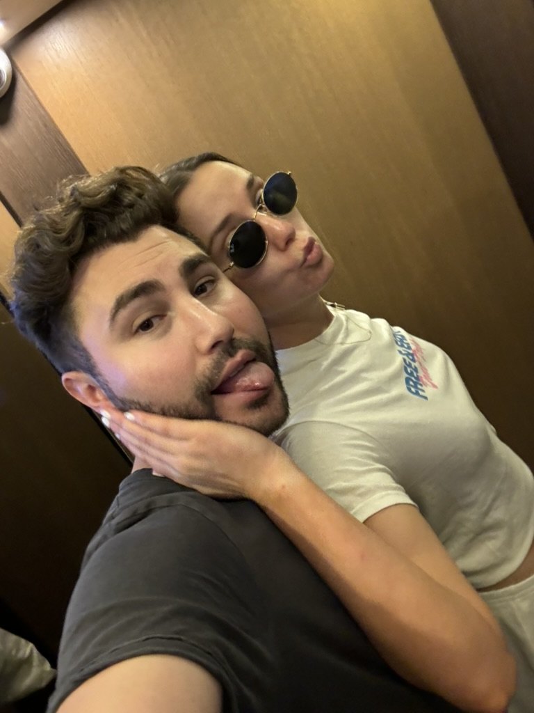 A playful selfie of Gabriella and Joshua